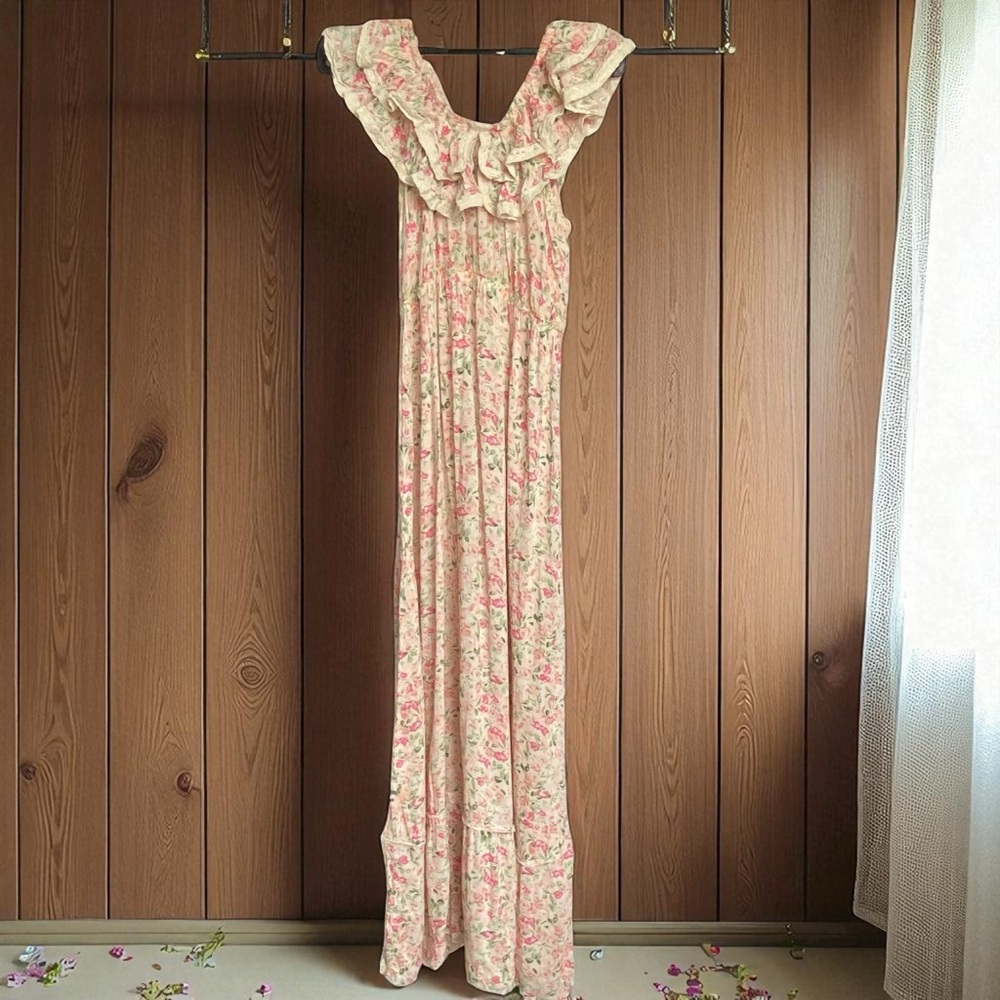 Vintage homemade Floral Ruffle Maxi Dress - Picture 3 of 3